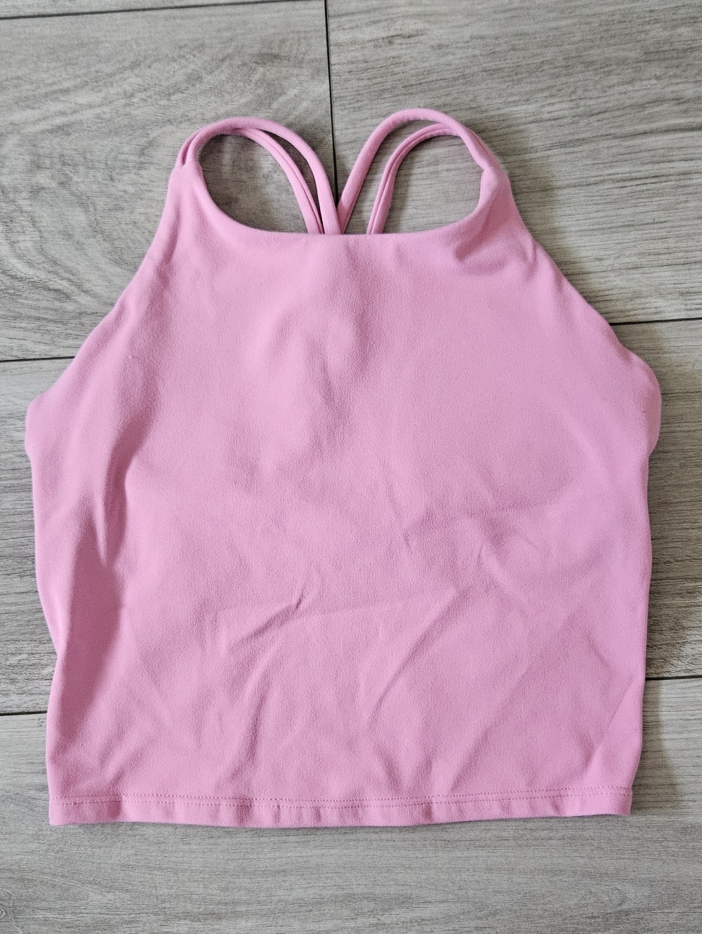 Athleta Girl Pink Tank Long Distance Strappy Built in Bra Large 12